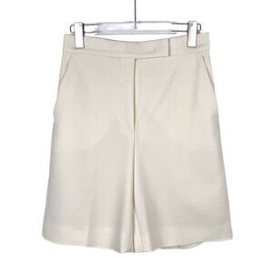 Maxmara Beige Wool Blend Pleated Shorts Womens Size 40 M Made In Italy Smart Cas
